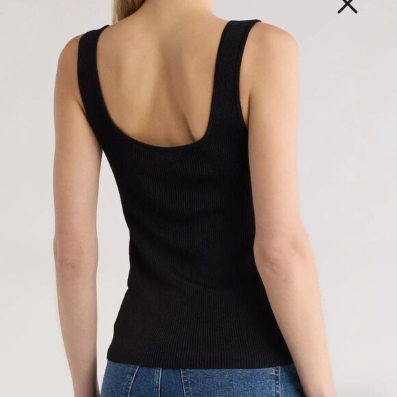 Madewell Soft Ribbed Sweater-Knit Tank Top Scoop Neck 100% Viscose Black Sz XS - Picture 3 of 12